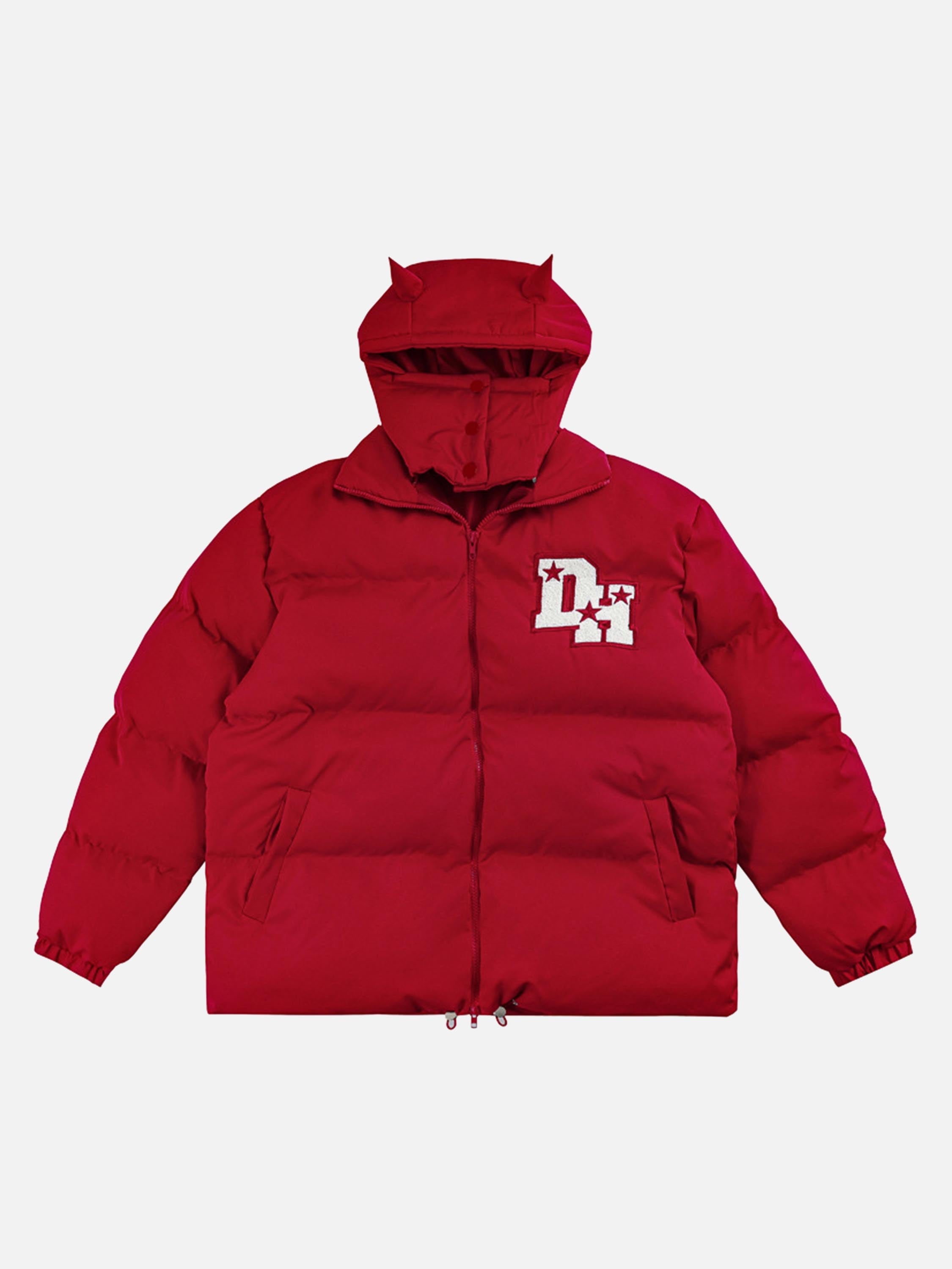 The Vimiaparty American Retro Little Devil Hooded Stand Collar Bread Suit Loose Down Jacket